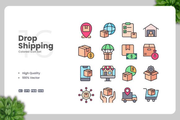 Drop Shipping Colored Icons: Graphics and Icons for Modern Design