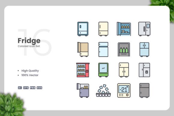 Fridge Colored Icons Graphics