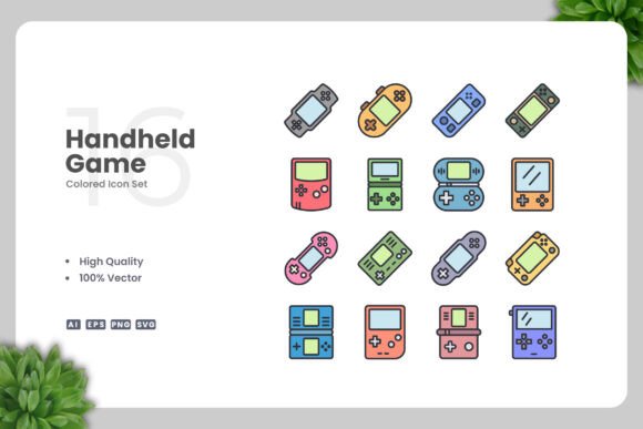 Handheld Game Colored Icons for Graphics and Icons