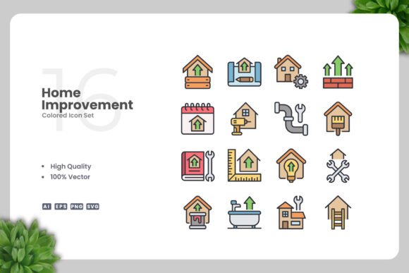 Home Improvement Colored Icons for Crafters