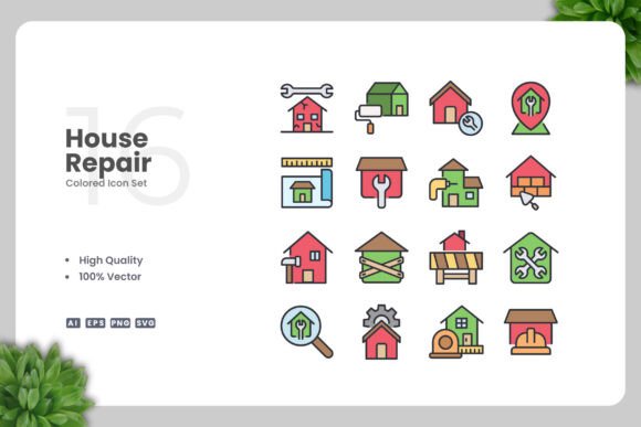 House Repair Colored Icons: Graphics and Icons for Real Projects
