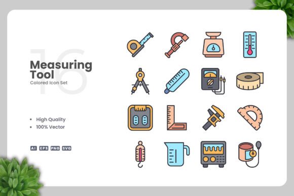 Measuring Tool Colored Icons Graphics