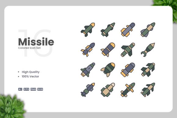 Missile Colored Icons: Graphics and Icons for Modern Design