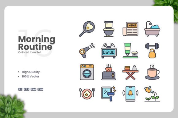 Morning Routine Colored Icons