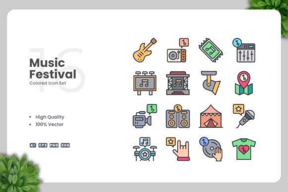 Music Festival Colored Icons Graphics