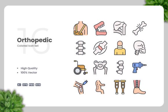 Orthopedic Colored Icons: Graphics and Icons for Modern Design
