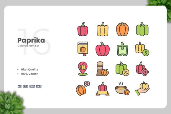 Paprika Colored Icons for Graphics and Icons