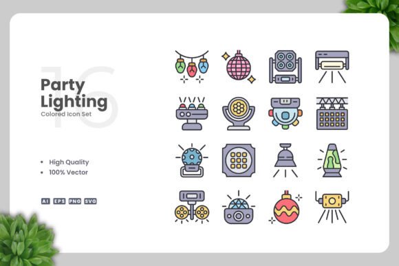 Party Lighting Icons for Creative Design
