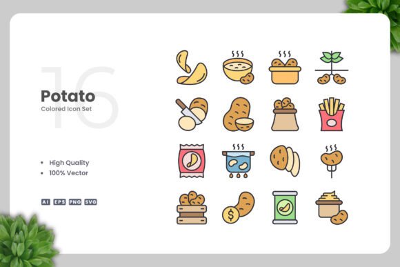 Potato Colored Icons Graphics