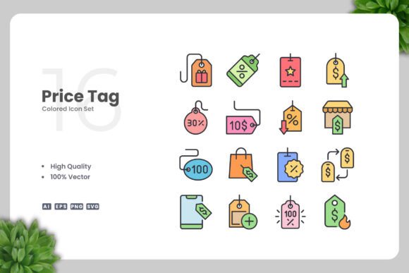 Price Tag Colored Icons: Graphics and Icons for Creative Design