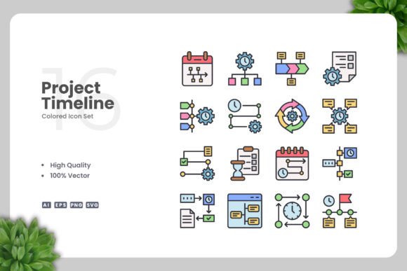 Project Timeline Colored Icons Graphics