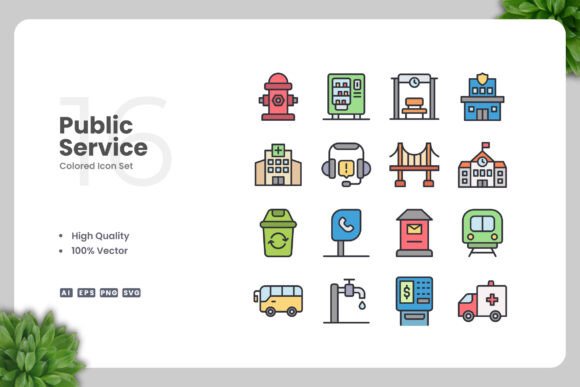 Public Service Colored Icons: Graphics and Icons for Modern Design