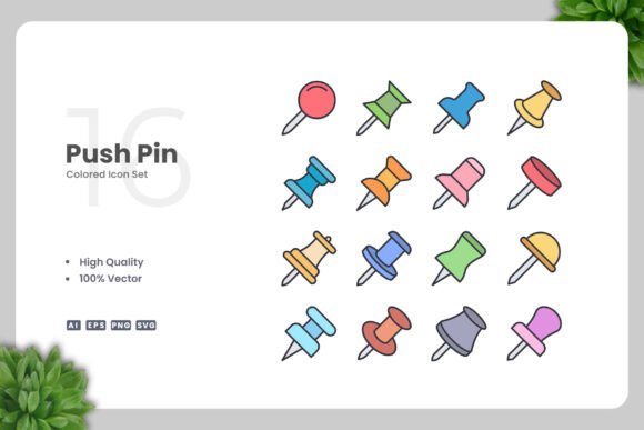 Push Pin Colored Icons