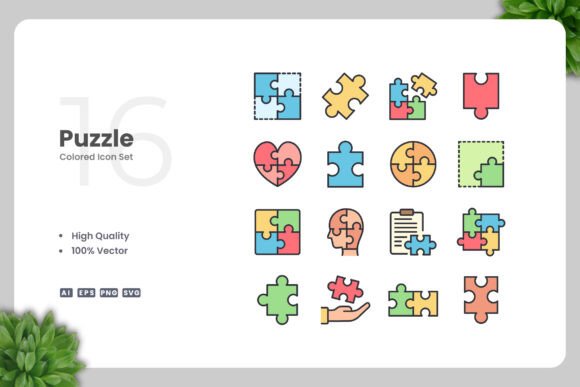 Puzzle Colored Icons: Graphics and Icons for Crafting