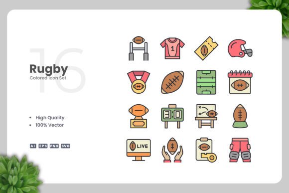 Rugby Colored Icons for Crafters