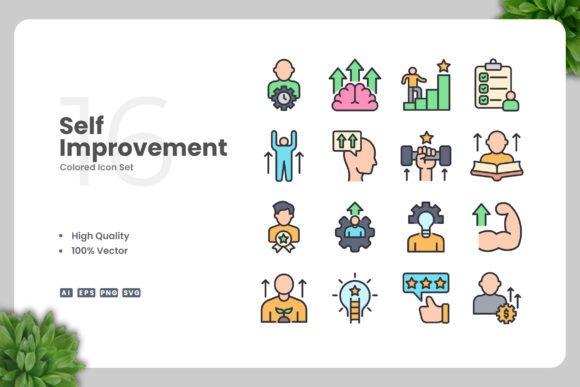 Self Improvement Colored Icons: Graphics and Icons for Modern Design