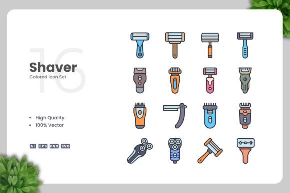 Shaver Colored Icons: Graphics and Icons for Modern Design