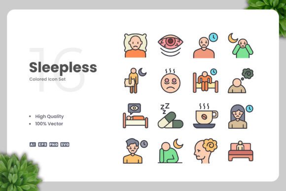 Sleepless Colored Icons: Graphics and Icons for Modern Design