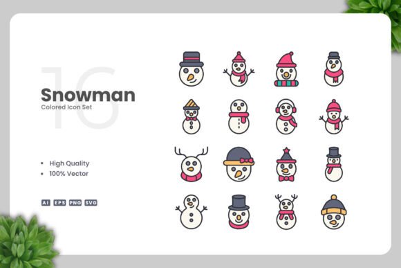 Snowman Colored Icons for Graphics and Icons