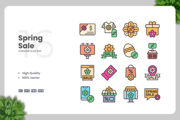 Spring Sale Colored Icons