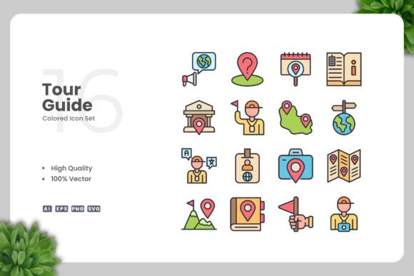 Tour Guide Colored Icons for Crafters