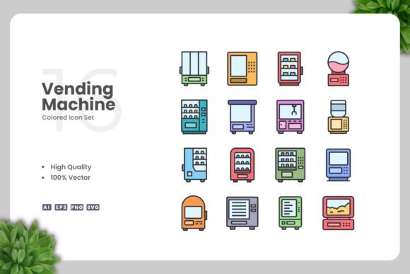 Vending Machine Colored Icons: Graphics and Icons for Modern Design