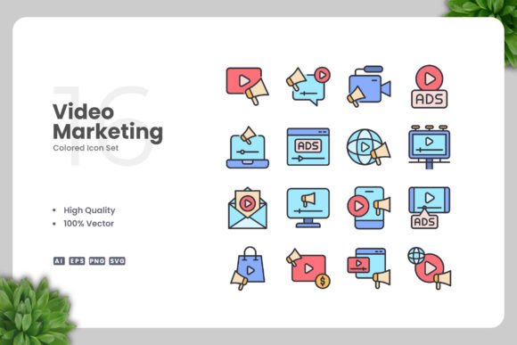 Video Marketing Colored Icons