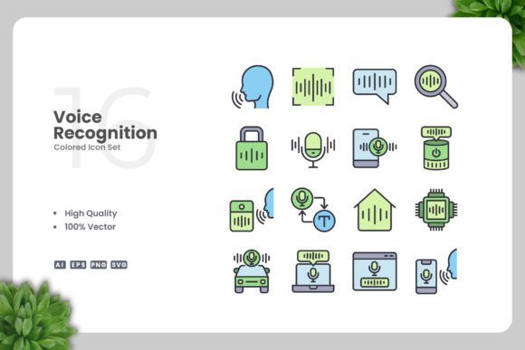 Voice Recognition Colored Icons for Digital Sellers