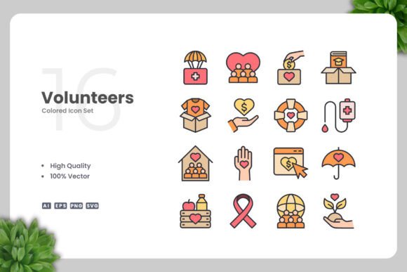 Volunteers Colored Icons: Graphics and Icons for Modern Design