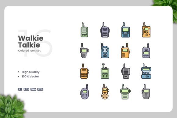Walkie Talkie Colored Icons for Graphics and Icons